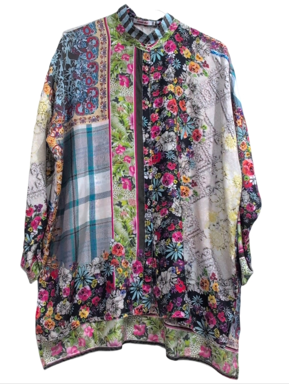 Johnny Was Silk Invita Blouse Button Down Xs Boho Floral - Picture 2 of 7